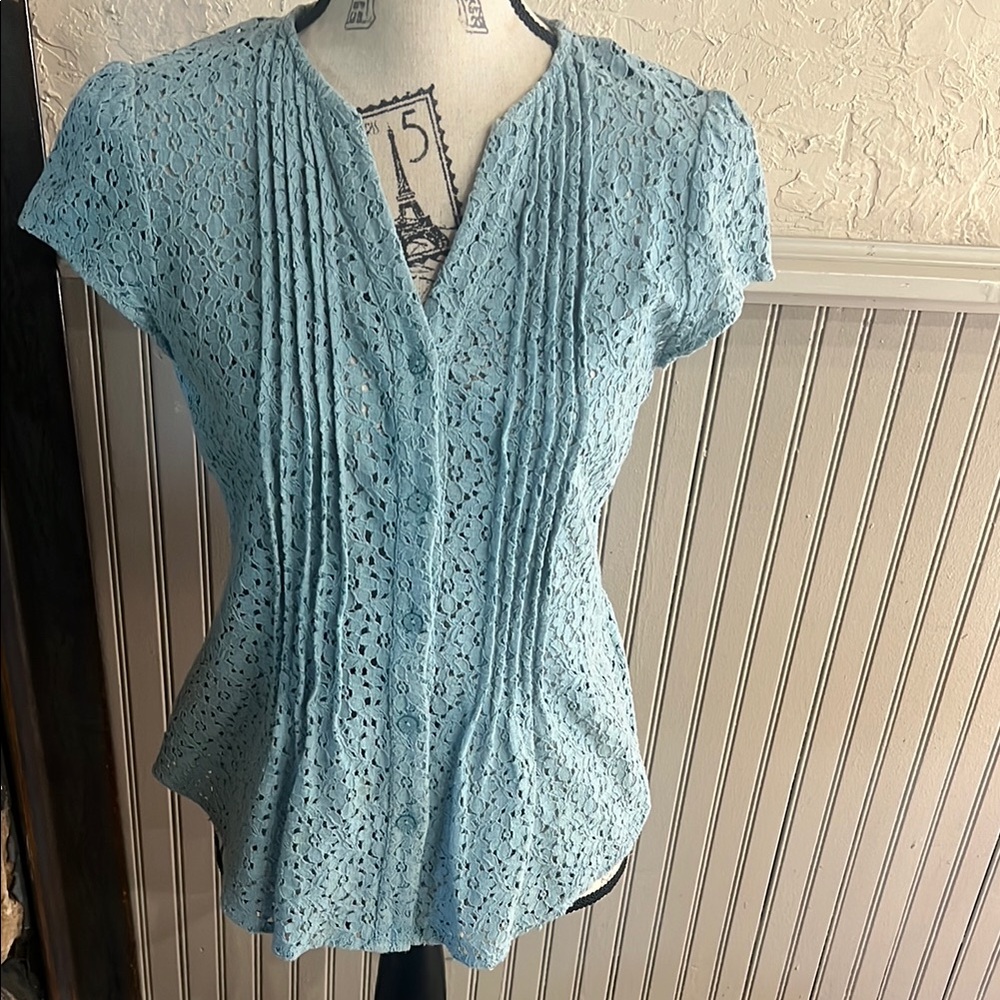 Van Heusen Light Blue Lace Blouse